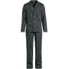 Lands’ End Men’s Long Sleeve Temperature Regulating Woven Sleep Set(Black/Steel Gray Stripe)