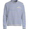 Lands’ End Men’s Long Sleeve Textured Cotton Crewneck Sweater(Ivory Latte/Lapis Stripe)