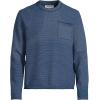 Lands’ End Men’s Long Sleeve Textured Cotton Crewneck Sweater(Radiant Navy Micro Stripe)