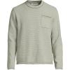 Lands’ End Men’s Long Sleeve Textured Cotton Crewneck Sweater(River Stone Green Micro Stripe)