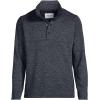 Lands’ End Men’s Sweater Fleece Snap Neck Pullover Jacket(Black Heather)