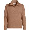 Lands’ End Men’s Sweater Fleece Snap Neck Pullover Jacket(Heather Warm Tawny Brown)
