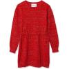 Lands’ End Girls Chenille Cinched Waist Sweater Dress(Apple Red Glitter)