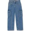 Lands’ End Girls Denim Cargo Wide Leg Jeans(Metro Blue)