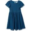 Lands’ End Girls Lace Short Sleeve Dress(Lyons Blue)