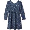 Lands’ End Girls Long Sleeve Gathered Waist Jersey Dress(Black Floral Leopard)