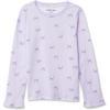 Lands’ End Girls Long Sleeve Pointelle Knit Shirt(Purple Ditsy Bows)