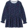 Lands’ End Girls Long Sleeve Ruffle Tunic Top – Soft Cotton, Flowy Fit, Feminine Details, Perfect for Layering(Navy Multi Dots)