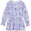 Lands’ End Girls Long Sleeve Ruffle Tunic Top – Soft Cotton, Flowy Fit, Feminine Details, Perfect for Layering(Purple Tie Dye Swirl)
