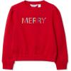Lands’ End Girls Puff Shoulder Crew Neck Sweatshirt(Apple Red Merry)