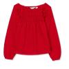 Lands’ End Girls Smocked Long Sleeve Knit Shirt(Apple Red)