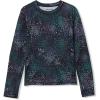 Lands’ End Girls Thermal Base Layer Long Underwear Thermaskin Crew Neck Shirt(Black Starburst Floral)