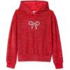 Lands’ End Girls Velour Hoodie Sweatshirt(Cherry Bow Stripe)