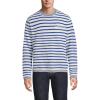 Lands’ End Men’s Long Sleeve Textured Cotton Crewneck Sweater(Ivory Latte/Lapis Stripe)