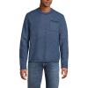 Lands’ End Men’s Long Sleeve Textured Cotton Crewneck Sweater(Radiant Navy Micro Stripe)