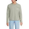 Lands’ End Men’s Long Sleeve Textured Cotton Crewneck Sweater(River Stone Green Micro Stripe)