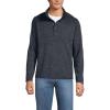 Lands’ End Men’s Sweater Fleece Snap Neck Pullover Jacket(Black Heather)