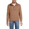 Lands’ End Men’s Sweater Fleece Snap Neck Pullover Jacket(Heather Warm Tawny Brown)