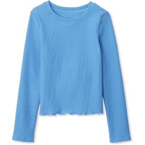 Lands’ End Girls Active Long Sleeve Rib Knit Top(Sky Blue)