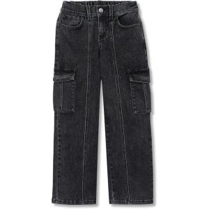 Lands’ End Girls Denim Cargo Wide Leg Jeans(Black Fade)