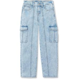 Lands’ End Girls Denim Cargo Wide Leg Jeans(Light Blue Sky)