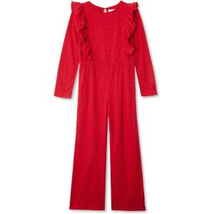 Lands’ End Girls Long Sleeve Cozy Jumpsuit(Apple Red)