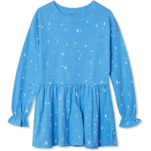 Lands’ End Girls Long Sleeve Ruffle Tunic Top – Soft Cotton, Flowy Fit, Feminine Details, Perfect for Layering(Blue Starburst)