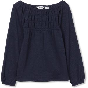 Lands’ End Girls Smocked Long Sleeve Knit Shirt(Classic Navy)