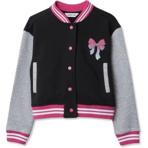 Lands’ End Girls Varsity Bomber Jacket(Bow/Black/Gray Heather)