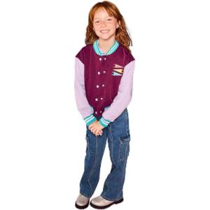 Lands’ End Girls Varsity Bomber Jacket(Pennant/Plum/Purple)