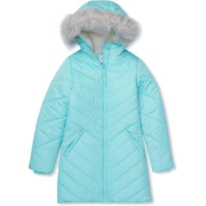 Lands’ End Girls Water Resistant Velour Parka(Aqua Splash)