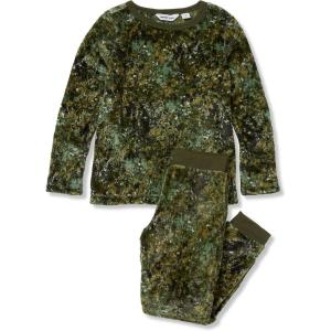 Lands’ End Kids Long Sleeve Plush Fleece Pajama Set(Green Camo Land)