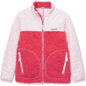 Lands’ End Kids Water Resistant Mixed Media Insulated Jacket(Raspberry Sorbet/Baby Pink)