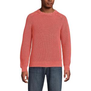 Lands’ End Men’s Drifter Cotton Crewneck Sweater(Sea Coral)
