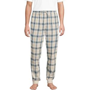 Lands’ End Men’s Flannel Jogger Pajama Pants(Antique Alabaster Plaid)