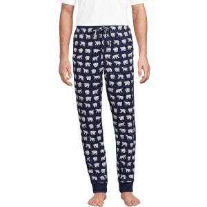 Lands’ End Men’s Flannel Jogger Pajama Pants(Deep Sea Navy Bears)