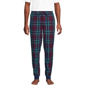 Lands’ End Men’s Flannel Jogger Pajama Pants(Navy Multi Plaid)