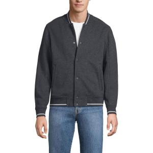 Lands’ End Men’s Serious Sweats Bomber(Dark Charcoal Heather)