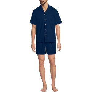 Lands’ End Men’s Short Sleeve Essential Short Sleep Set(Deep Sea Navy)