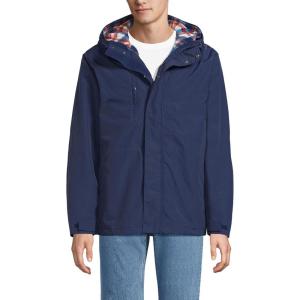 Lands’ End Men’s Squall 3 in 1 Sherpa Lined Jacket(Navy/Navy/Bourbon Plaid)