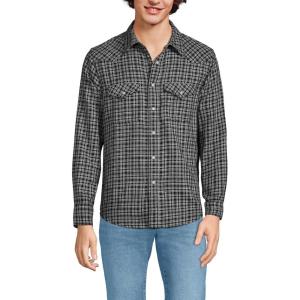 Lands’ End Men’s Western Shirt(Black/Slate Gray Plaid)