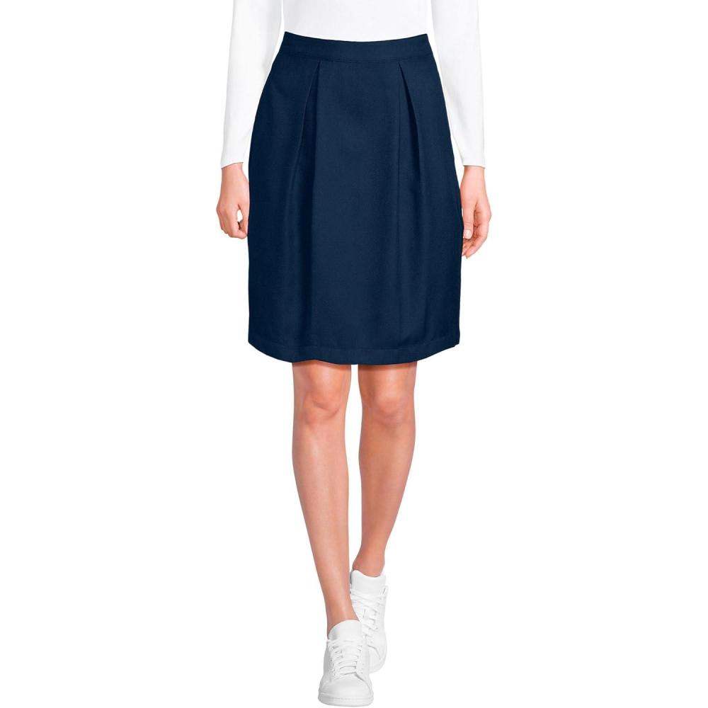 imageLands End School Uniform Womens Solid Pleated Skort Top of KneeAcademic Classic Navy