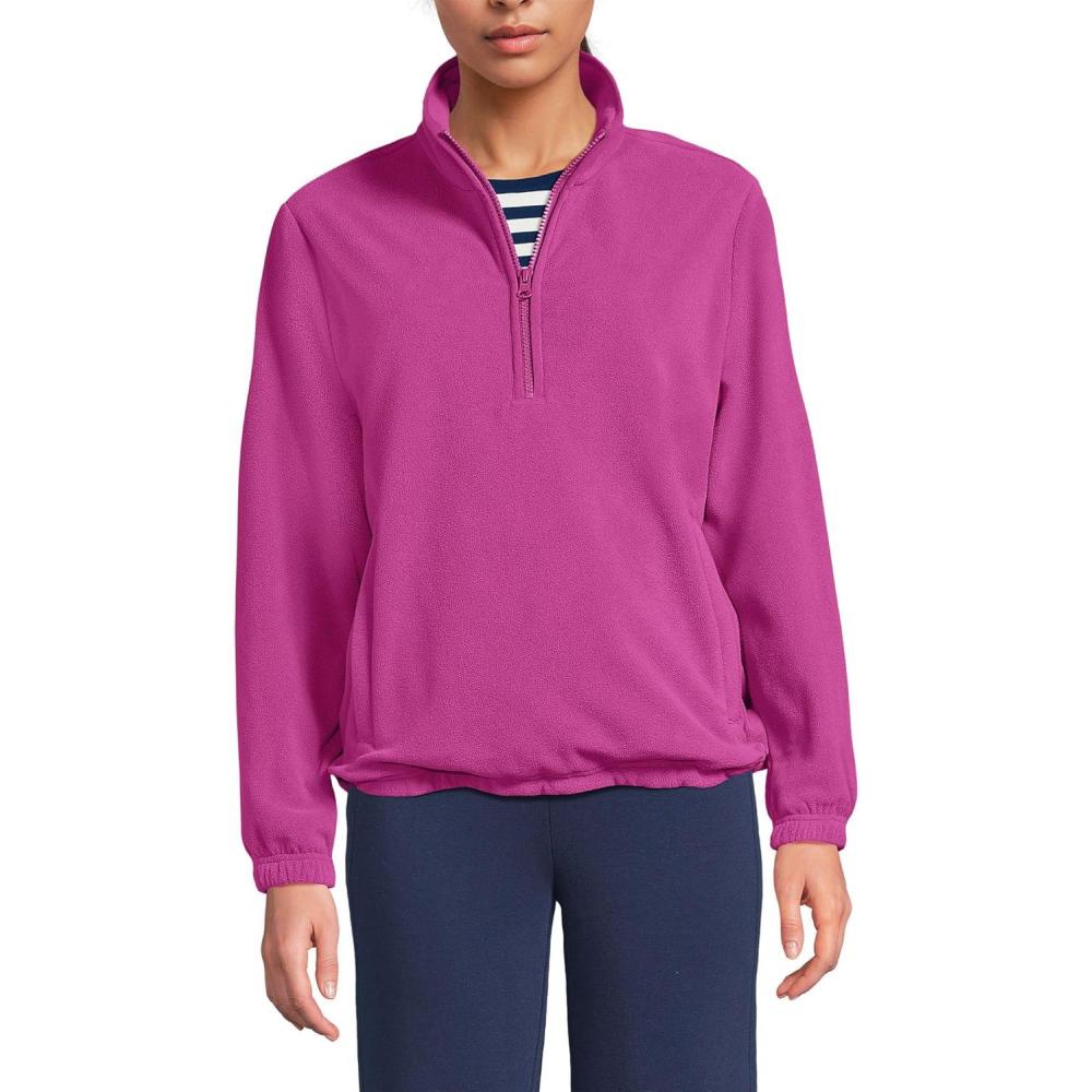 imageLands End Womens Anyweather RainDefense Fleece Quarter Zip PulloverLight Raspberry Sorbet