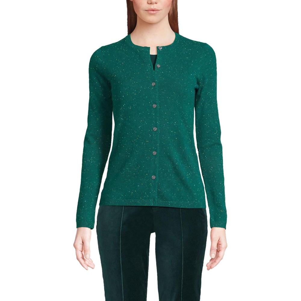 imageLands End Womens Cashmere Cardigan SweaterGreen
