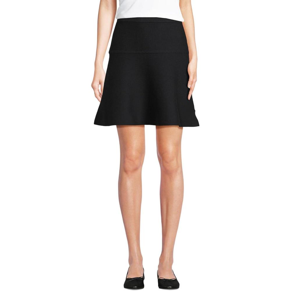 imageLands End Womens Fine Gauge Cotton Sweater Above The Knee Circle SkirtBlack