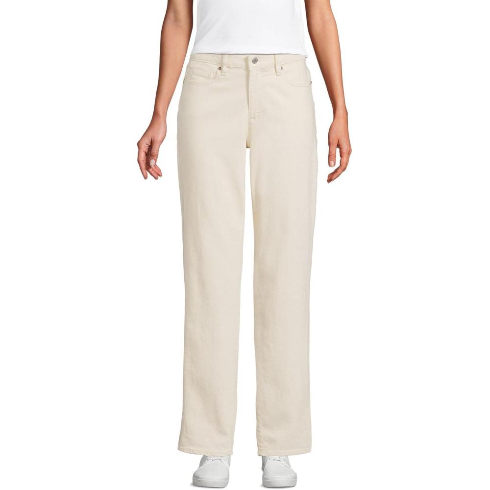 imageLands End Womens Soft Denim Mid Rise Boyfriend JeansNatural