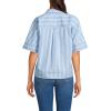 Lands’ End Women’s Cooling Elbow Sleeve Button Front Shirt(Clear Blue Sky Quad Stripe)