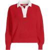 Lands’ End Women’s Drifter Rugby with Woven Collar Sweater(Compass Red)