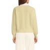 Lands’ End Women’s Drifter Rugby with Woven Collar Sweater(Pale Yellow)