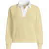 Lands’ End Women’s Drifter Rugby with Woven Collar Sweater(Pale Yellow)